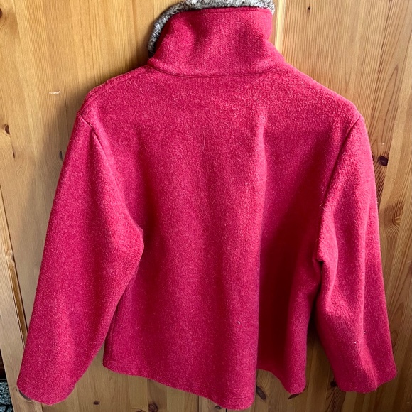 Orvis Fleece Snap Pullover Sweater Faux Fur Collar Womens Size Large - Picture 2 of 5